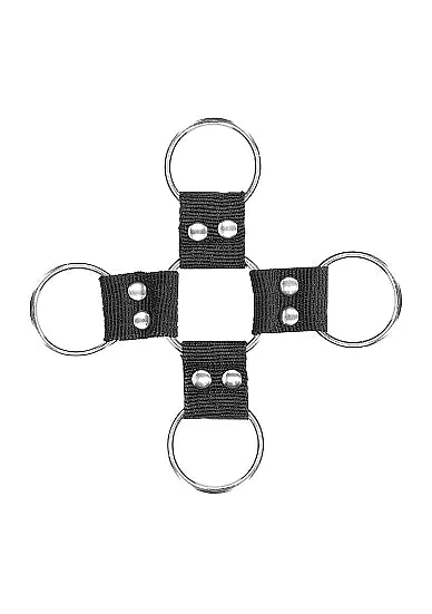 Anal Shots Toys Ouch Black White Velcro Hogtie With Hand and Ankle Cuffs Black