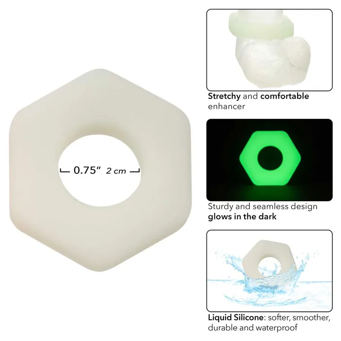 CalExotics Female Sex Toys CalExotics Alpha GlowInTheDark Liquid Silicone Prolong Sexagon Ring