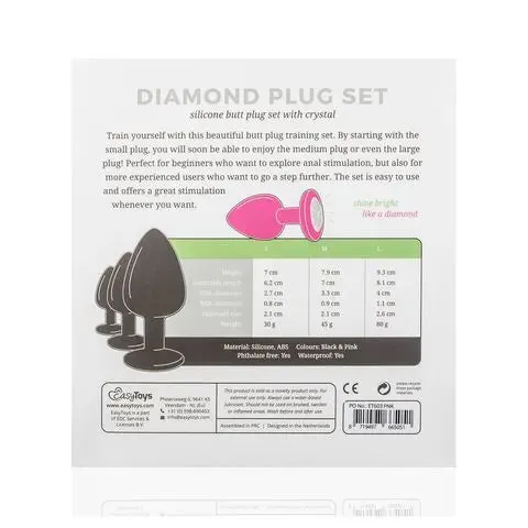 EasyToys Anal Diamond Silicone Butt Plug Set 3 Pack