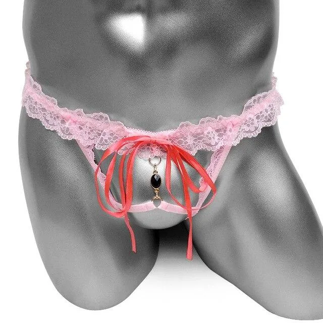 CHASTITY CAGE CO Teddies And Bodies Funny Lace Mens Thong
