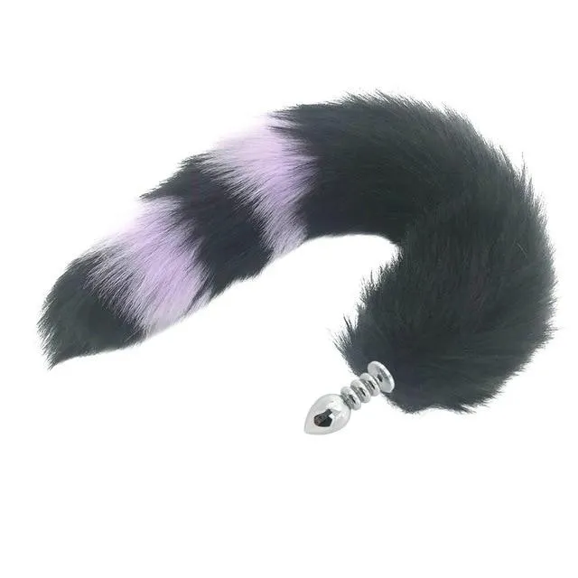House of Dasein Anal Butt Plug Tails Black Fox Tail Anal Butt Plug Faux Fur Stainless Steel Cosplay Bdsm Pet Play