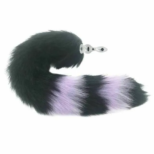 House of Dasein Anal Butt Plug Tails Black Fox Tail Anal Butt Plug Faux Fur Stainless Steel Cosplay Bdsm Pet Play