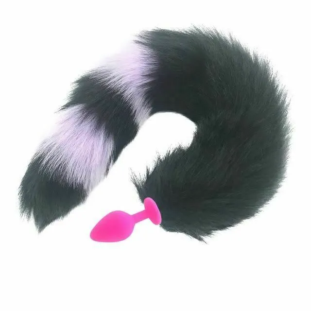 House of Dasein Anal Butt Plug Tails Black Fox Tail Anal Butt Plug Faux Fur Stainless Steel Cosplay Bdsm Pet Play