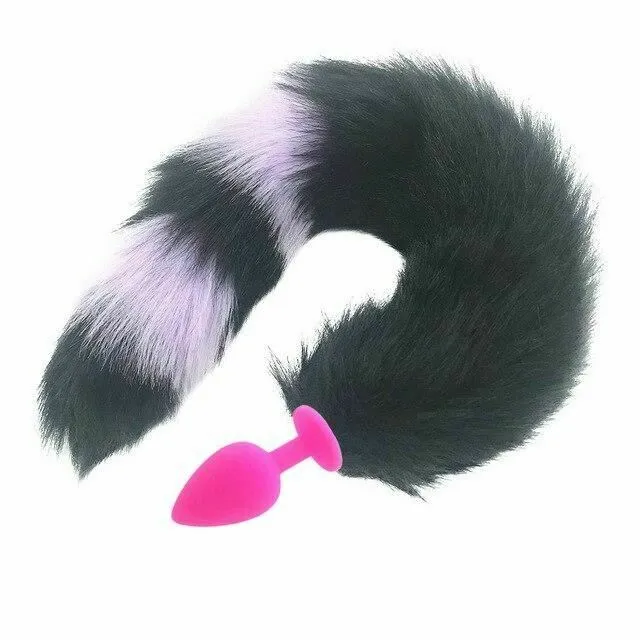 House of Dasein Anal Butt Plug Tails Black Fox Tail Anal Butt Plug Faux Fur Stainless Steel Cosplay Bdsm Pet Play