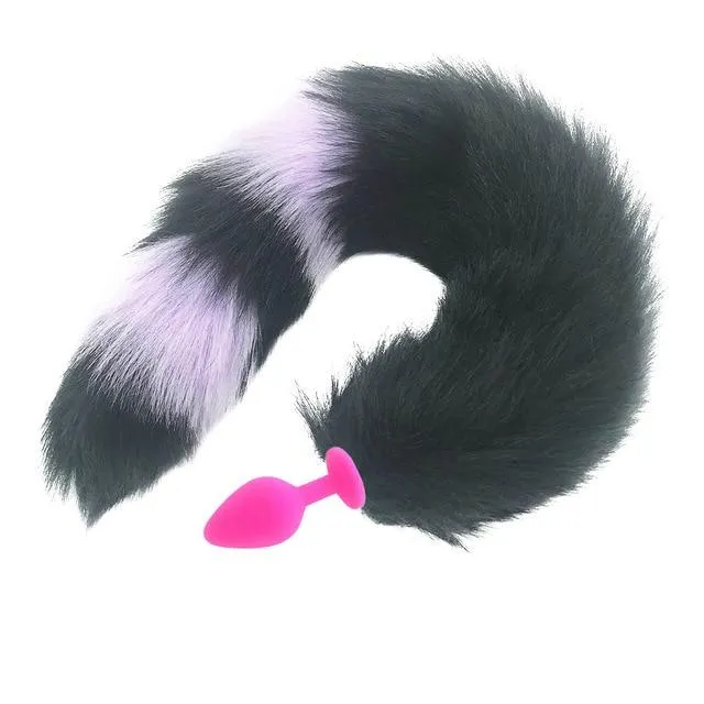 House of Dasein Anal Butt Plug Tails Black Fox Tail Anal Butt Plug Faux Fur Stainless Steel Cosplay Bdsm Pet Play