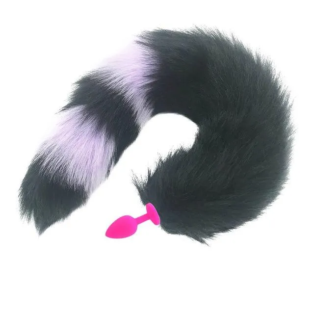 House of Dasein Anal Butt Plug Tails Black Fox Tail Anal Butt Plug Faux Fur Stainless Steel Cosplay Bdsm Pet Play