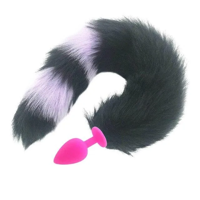 House of Dasein Anal Butt Plug Tails Black Fox Tail Anal Butt Plug Faux Fur Stainless Steel Cosplay Bdsm Pet Play