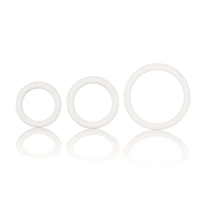 Male Sex Toys Rubber Ring 3 Piece Set White CalExotics