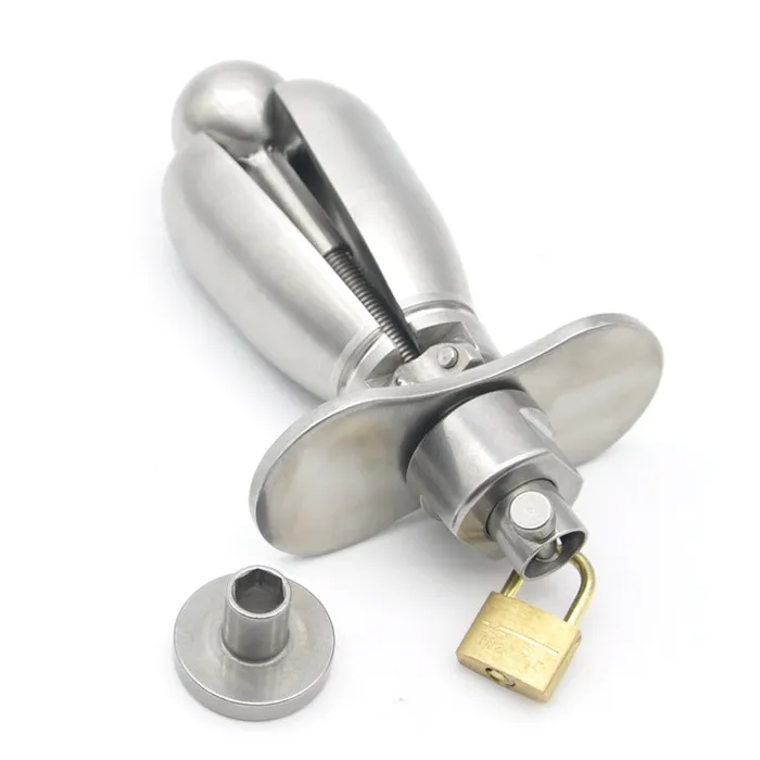 Metal Anal Expander Locking Butt Plug CHASTITY CAGE CO Anal
