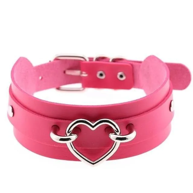 Restraints House of Dasein Necklaces Pendants Vegan Leather Heart Collar
