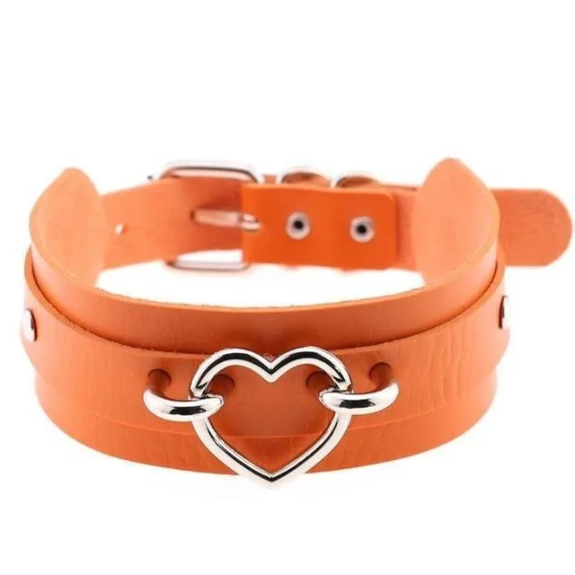 Restraints House of Dasein Necklaces Pendants Vegan Leather Heart Collar