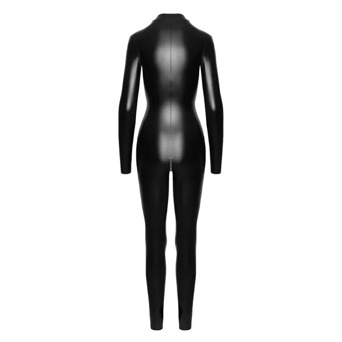 Anal Noir Power Wetlook Catsuit w Front Zipper Small Black