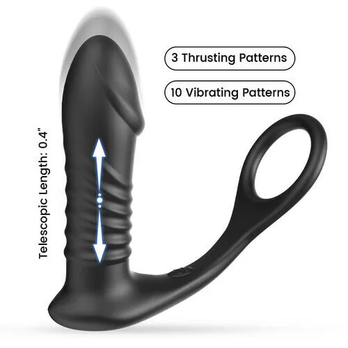 Male Sex Toys 10 Thrilling Vibration 3 Thrusting Silicone Remote Control Cock Ring Anal Vibrator Lusty Age