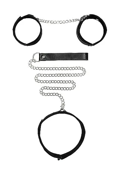 Ouch Velcro Collar With Leash And Wrist Cuffs Black Shots America LLC Couples Ouch Velcro Collar With Leash And Wrist Cuffs Black Shots America LLC Couples