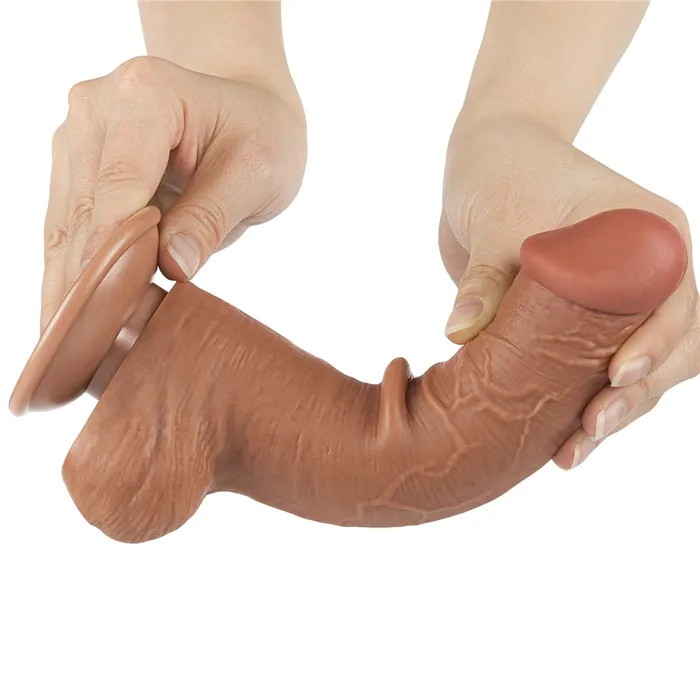 8 Sliding Skin Dual Density Dildo Brown LOVETOY Dildos