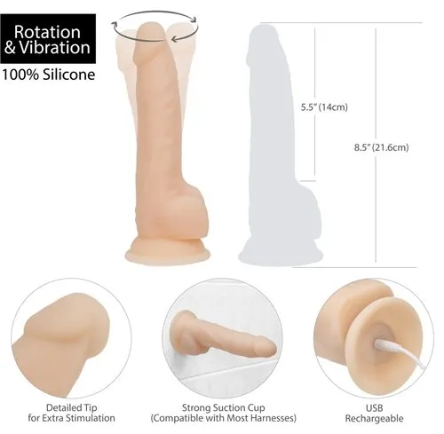 Naked Addiction 8 Rotating Vibrating Silicone Dildo Traveling Tickle Trunk Dildos