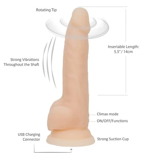 Naked Addiction 8 Rotating Vibrating Silicone Dildo Traveling Tickle Trunk Dildos